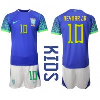 Brasilien Neymar Jr #10 Fußballbekleidung Auswärtstrikot Kinder WM 2022 Kurzarm (+ kurze hosen)